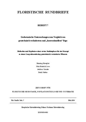 Geobotanische Untersuchungen zum Vergleich von gentechnisch verändertem und "konventionellem" Raps