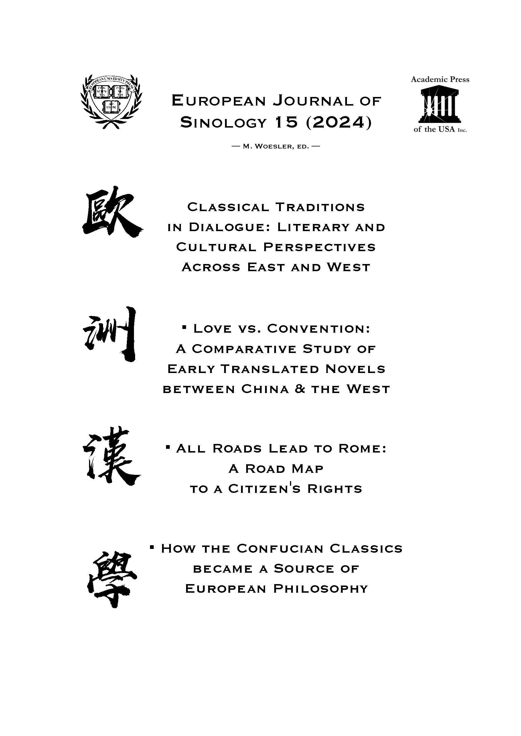 European Journal of Sinology 2024 Cover